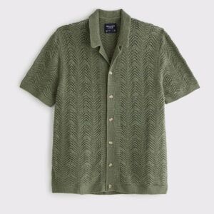Men's Abercrombie & Fitch Green Crochet Shirt